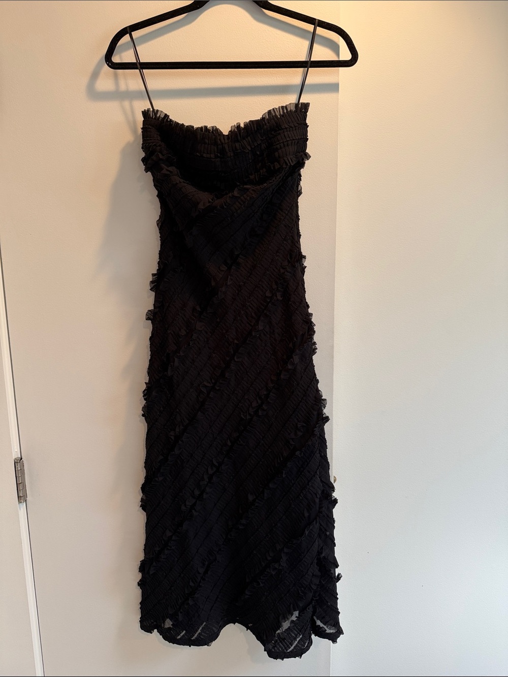 Endless Rose Black Textured Midi Slip Dress